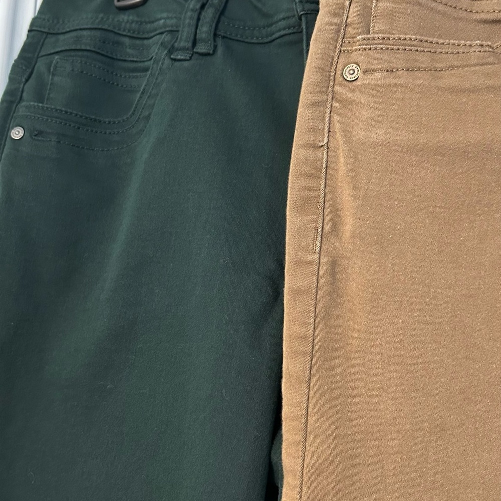 Lot of 2-Democracy Pants. Tan and Green. Size 10